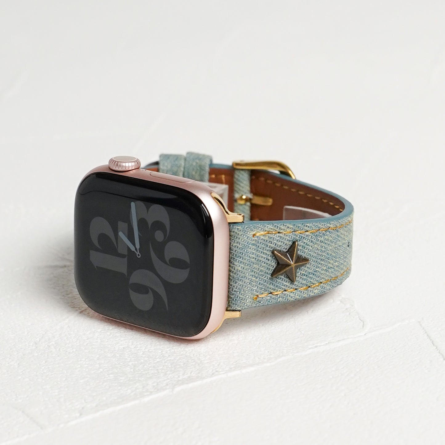 【NEW】デニムレザー×スタッズ アップルウォッチバンド Apple Watch ベルト