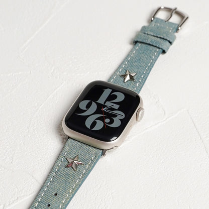 デニムレザー×スタッズ アップルウォッチバンド Apple Watch ベルト