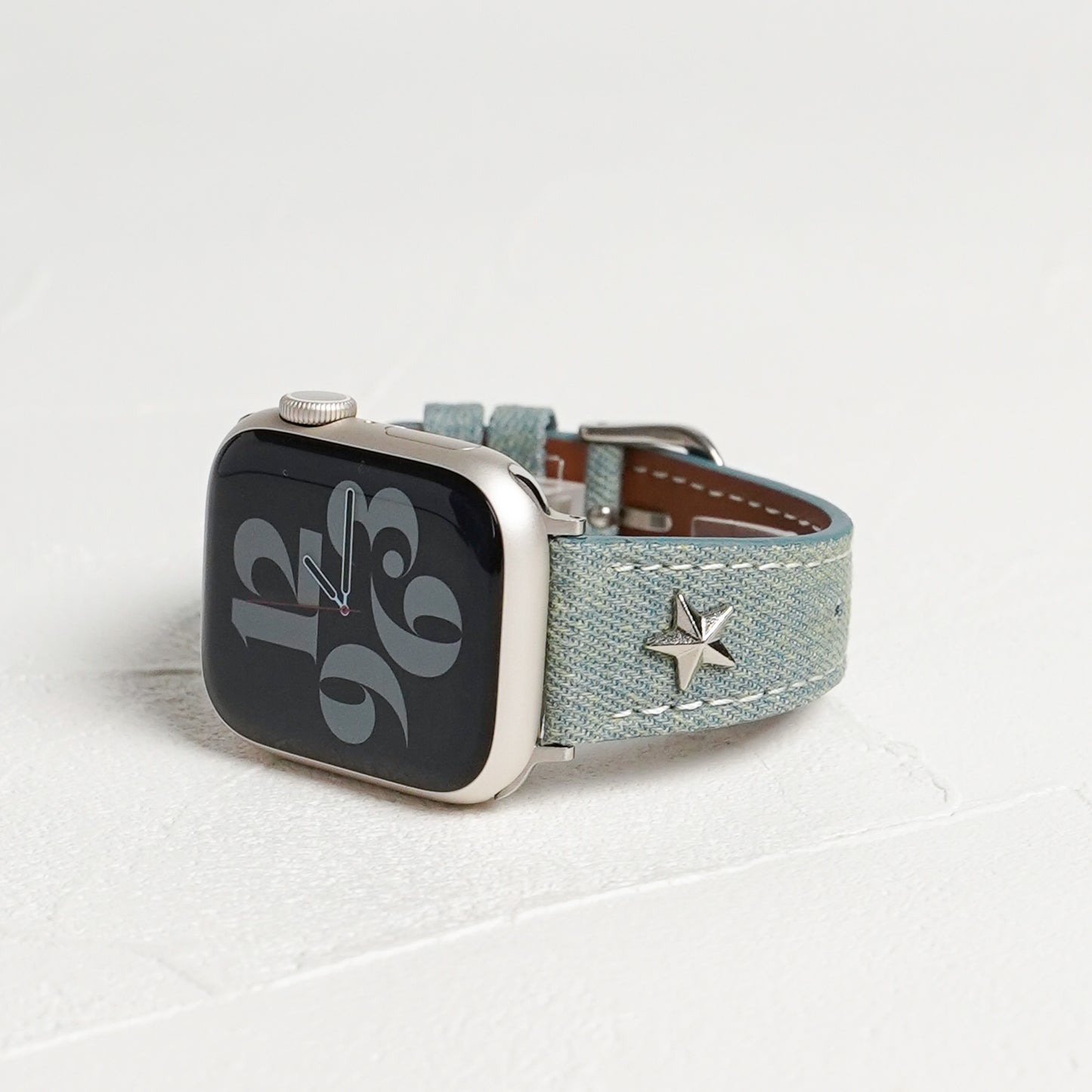 【NEW】デニムレザー×スタッズ アップルウォッチバンド Apple Watch ベルト