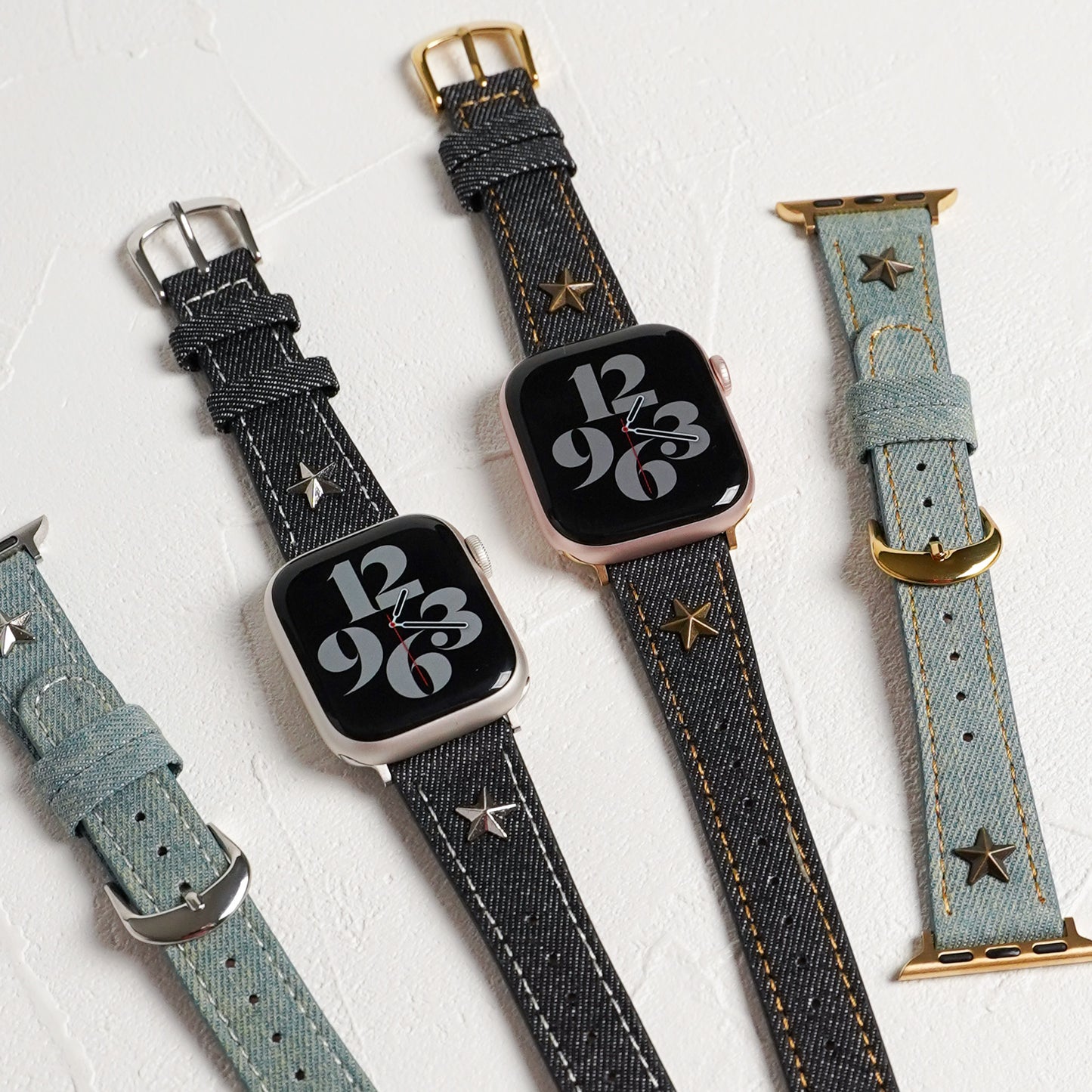 【NEW】デニムレザー×スタッズ アップルウォッチバンド Apple Watch ベルト