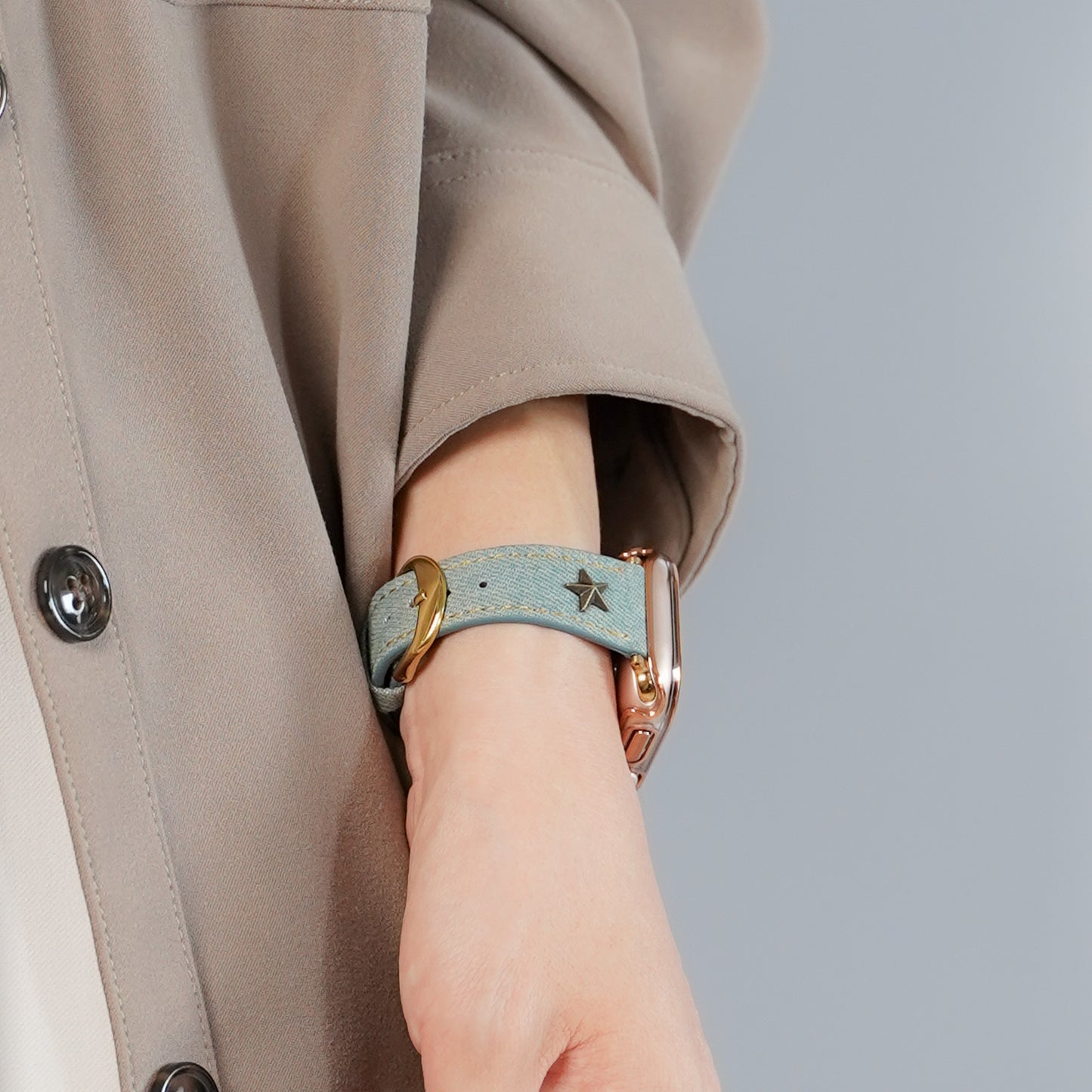 【NEW】デニムレザー×スタッズ アップルウォッチバンド Apple Watch ベルト
