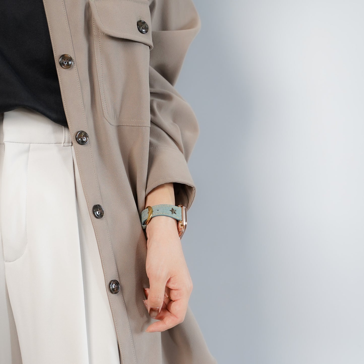 【NEW】デニムレザー×スタッズ アップルウォッチバンド Apple Watch ベルト