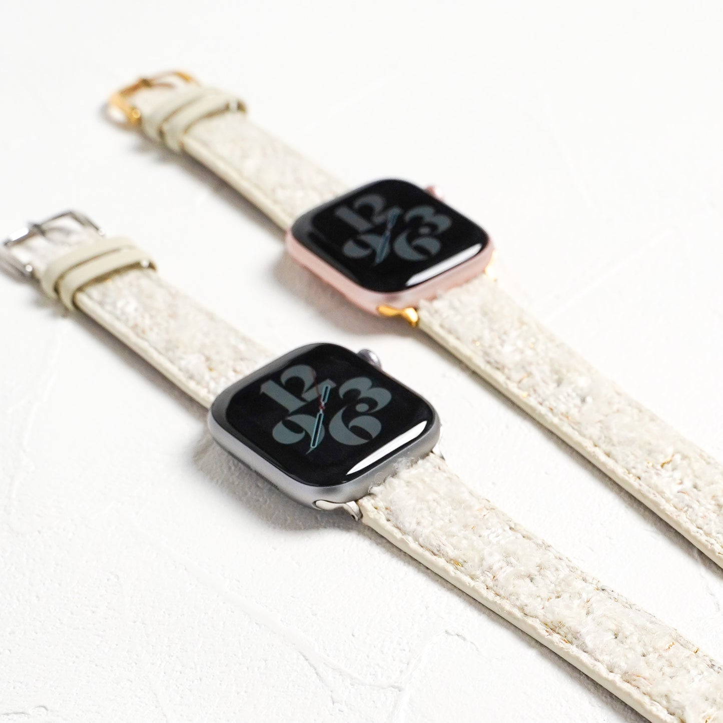 【NEW】ホワイトツイード レザー アップルウォッチバンド Apple Watch ベルト