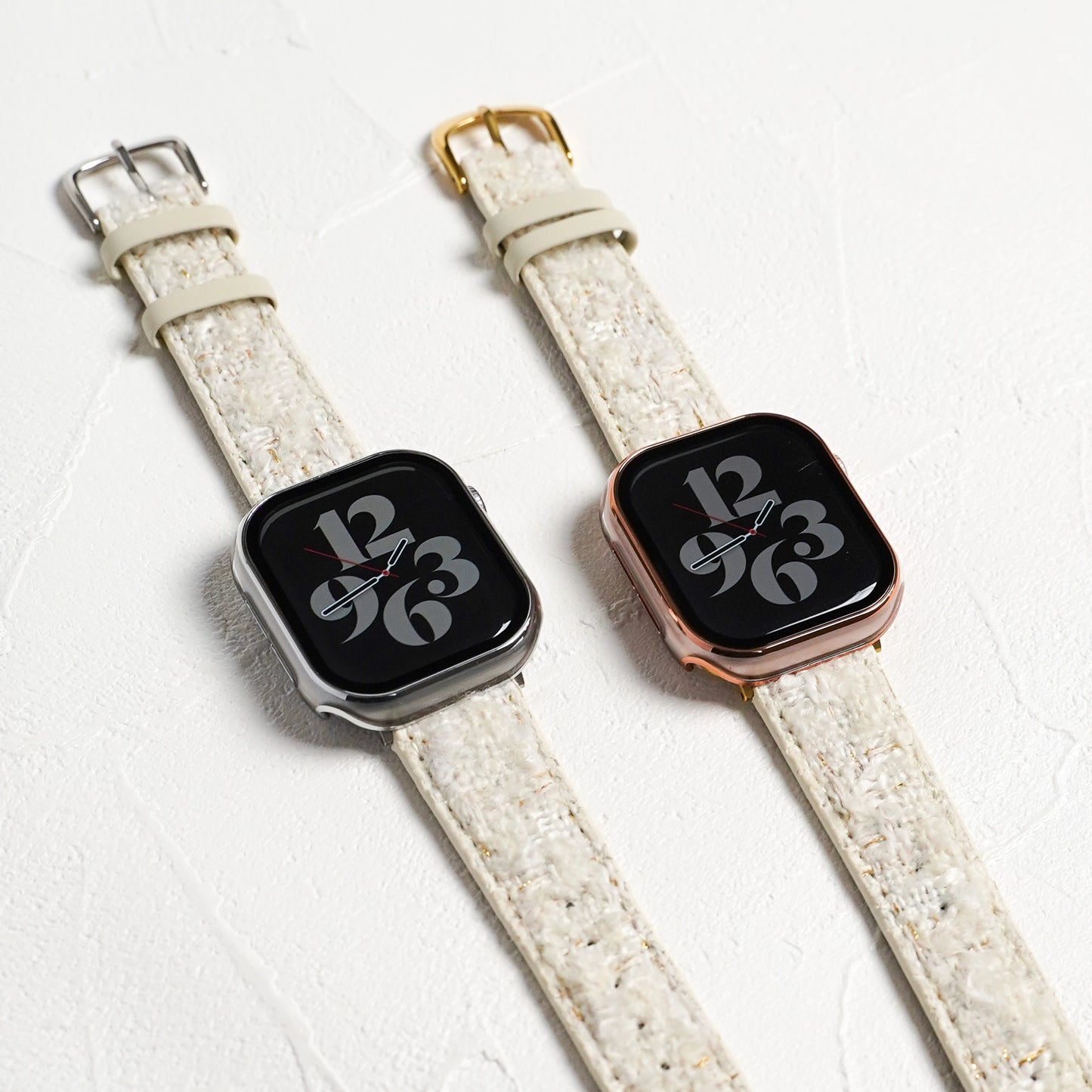【NEW】ホワイトツイード レザー アップルウォッチバンド Apple Watch ベルト