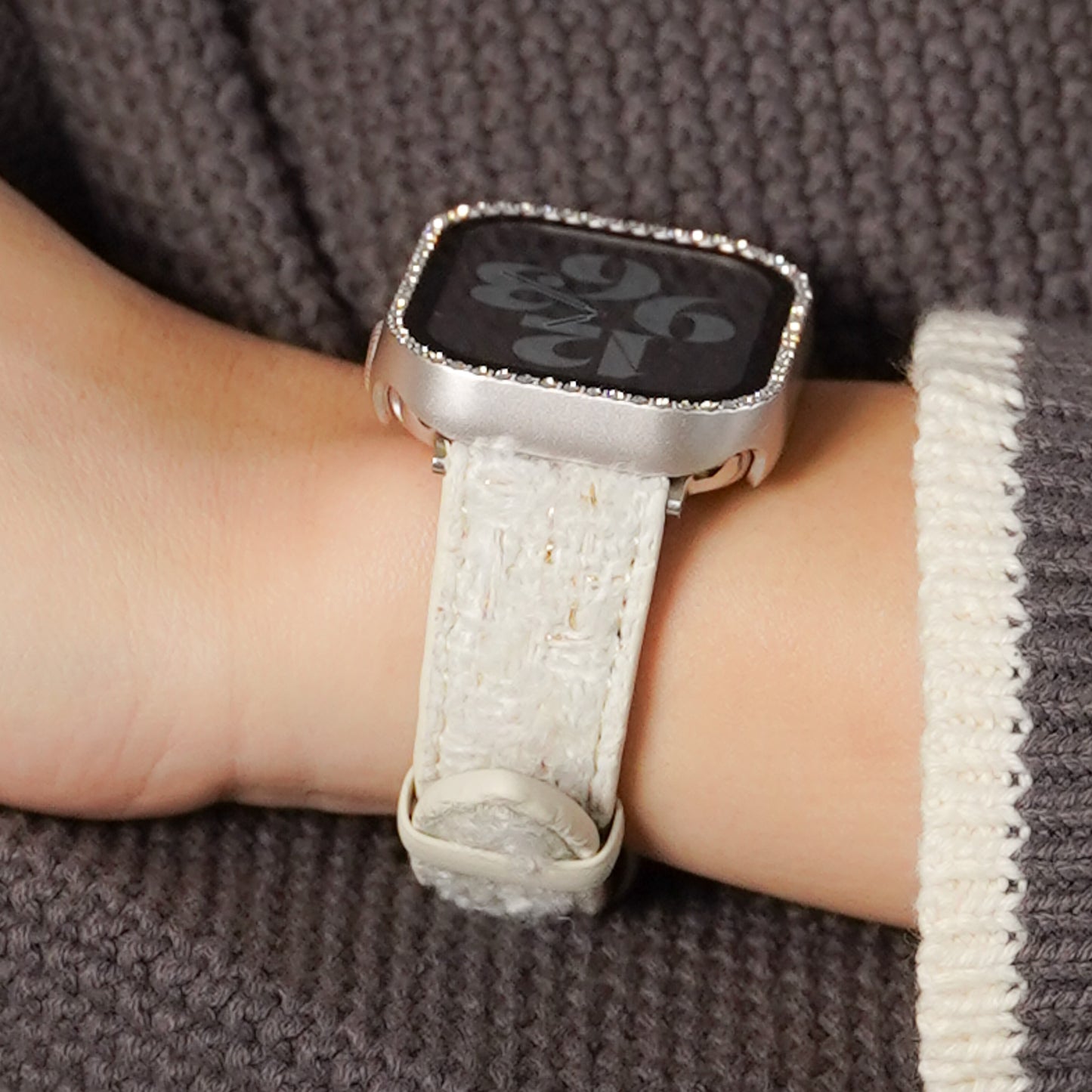 【NEW】ホワイトツイード レザー アップルウォッチバンド Apple Watch ベルト