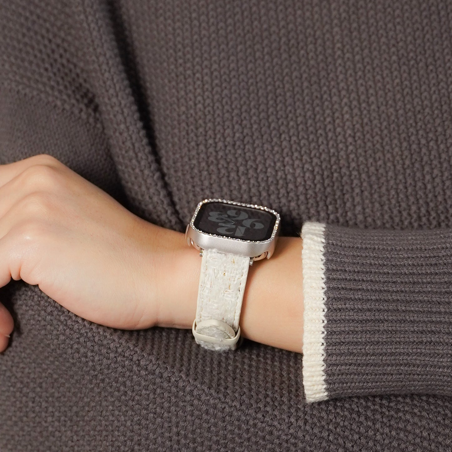 【NEW】ホワイトツイード レザー アップルウォッチバンド Apple Watch ベルト