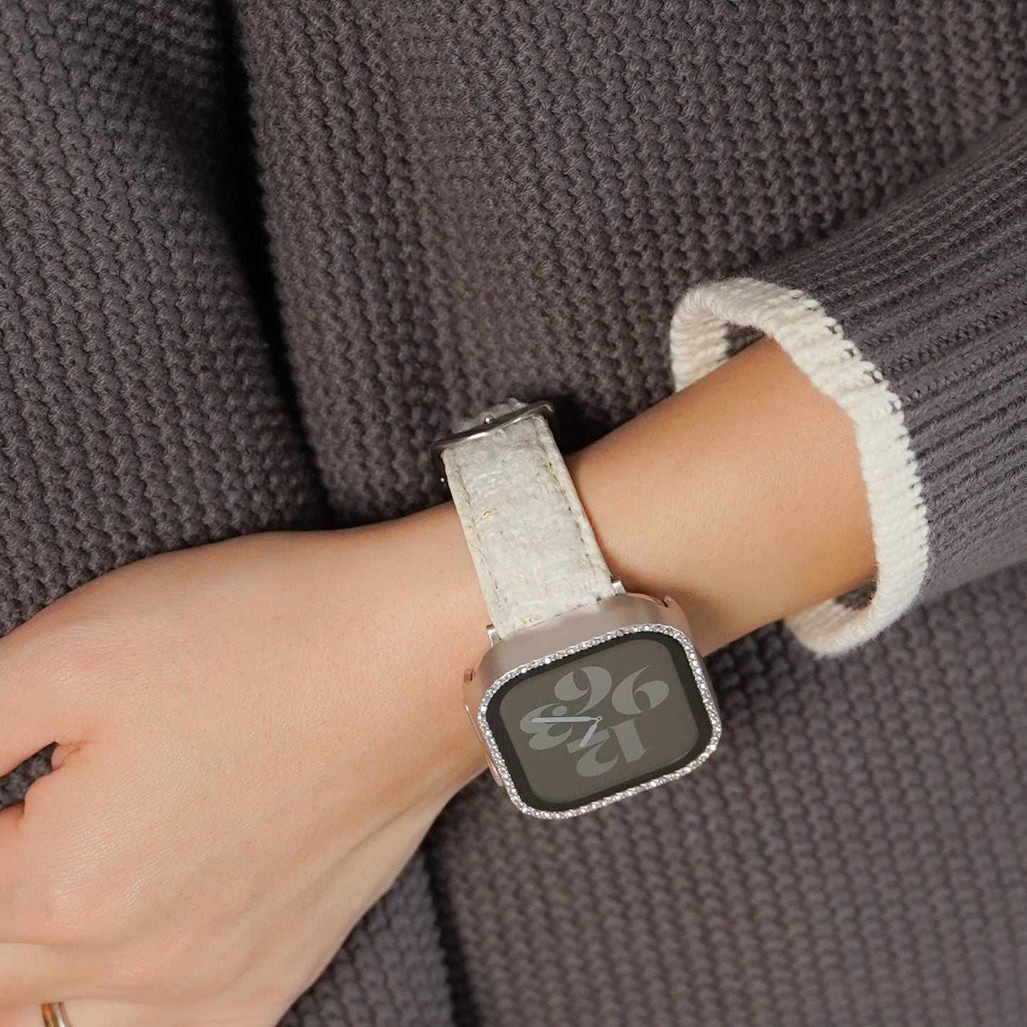 【NEW】ホワイトツイード レザー アップルウォッチバンド Apple Watch ベルト