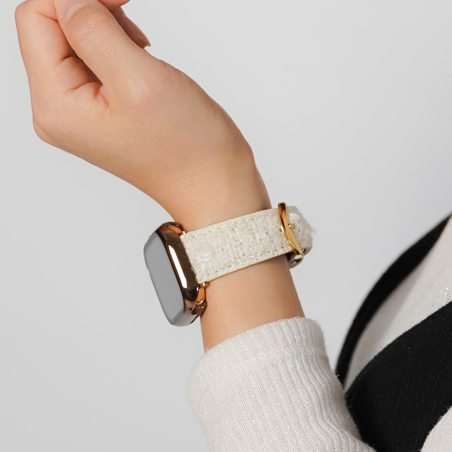 【NEW】ホワイトツイード レザー アップルウォッチバンド Apple Watch ベルト