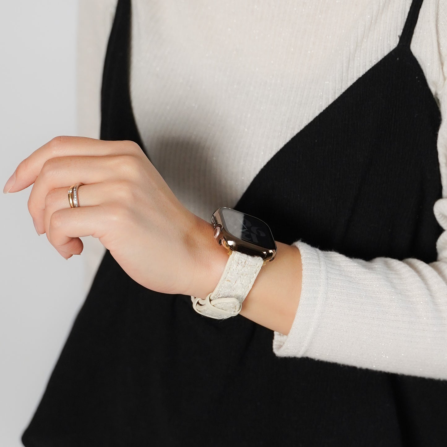 【NEW】ホワイトツイード レザー アップルウォッチバンド Apple Watch ベルト