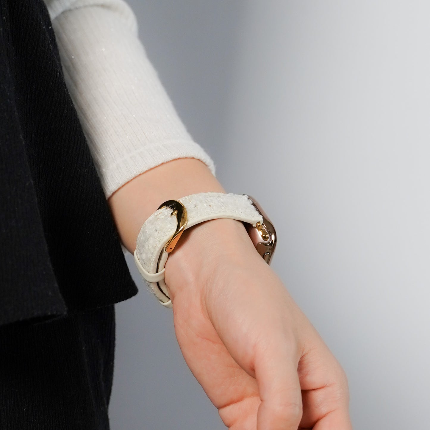 【NEW】ホワイトツイード レザー アップルウォッチバンド Apple Watch ベルト