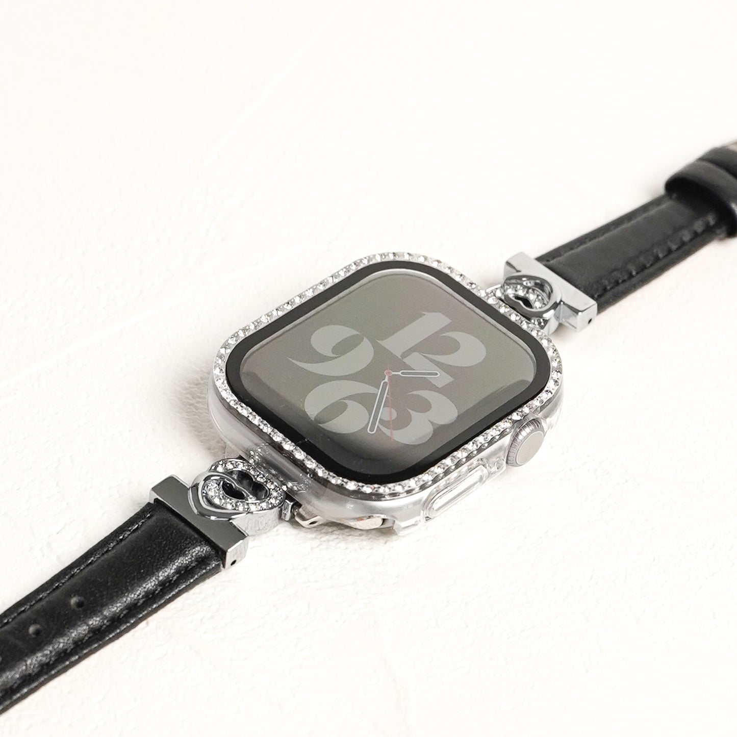 キラキラ ストーン1列 全面 保護カバー ガラス付き ハードタイプ アップルウォッチ ケース Apple watch