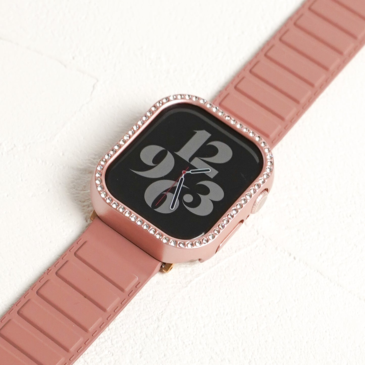 キラキラ ストーン1列 全面 保護カバー ガラス付き ハードタイプ アップルウォッチ ケース Apple watch