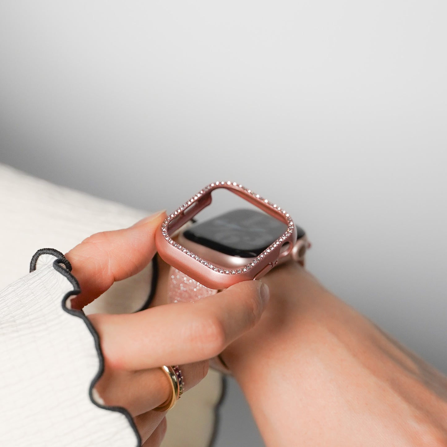 Glitter 1 Row of Stones Protective Frame Hard Type Apple Watch Cover Case Apple Watch