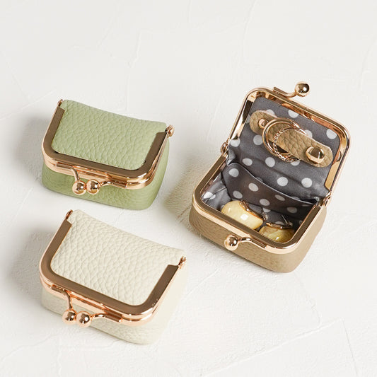 【NEW】がま口 レザー アクセサリーケース マルチポーチ