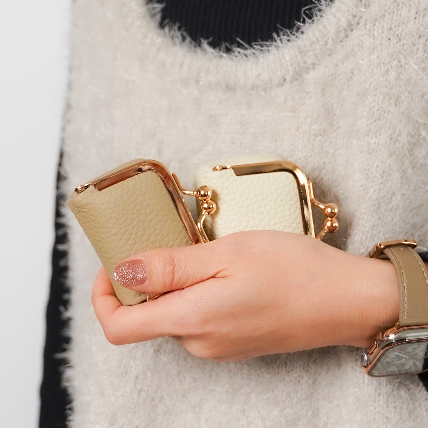 【NEW】がま口 レザー アクセサリーケース マルチポーチ