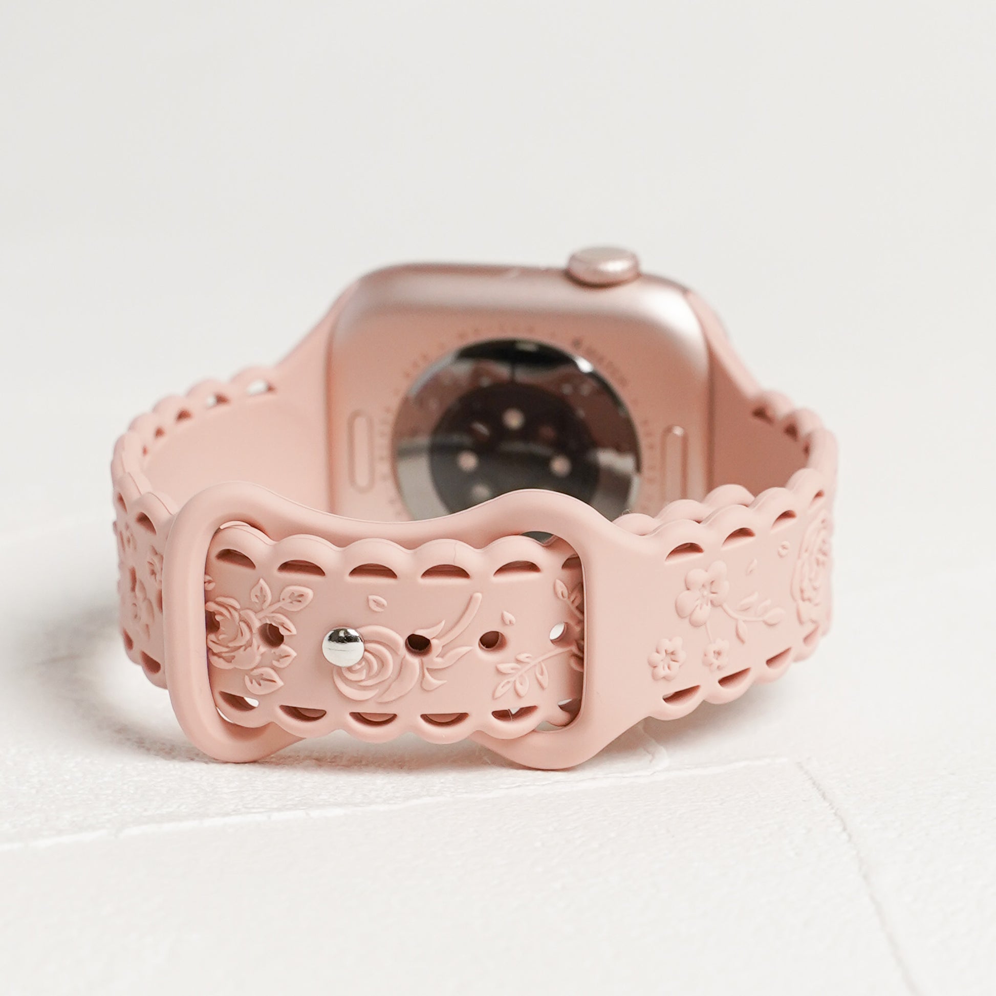41mm専用　アップルウォッチ用ローズステンレスケースピンクラバーベルト Apple Watch - 41mm専用 アップルウォッチ用ローズステンレスケース