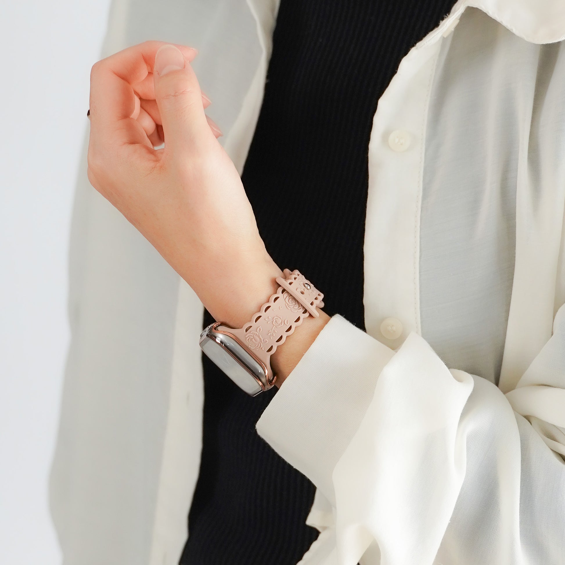 シリコン ローズ×フリル アップルウォッチバンド Apple Watch ベルト
