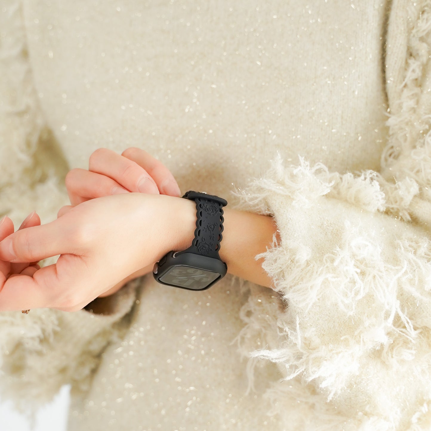 シリコン ローズ×フリル アップルウォッチバンド Apple Watch ベルト