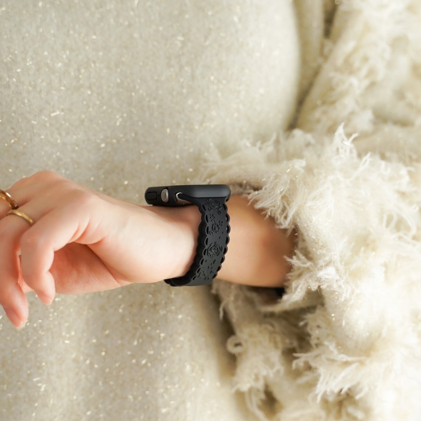 シリコン ローズ×フリル アップルウォッチバンド Apple Watch ベルト