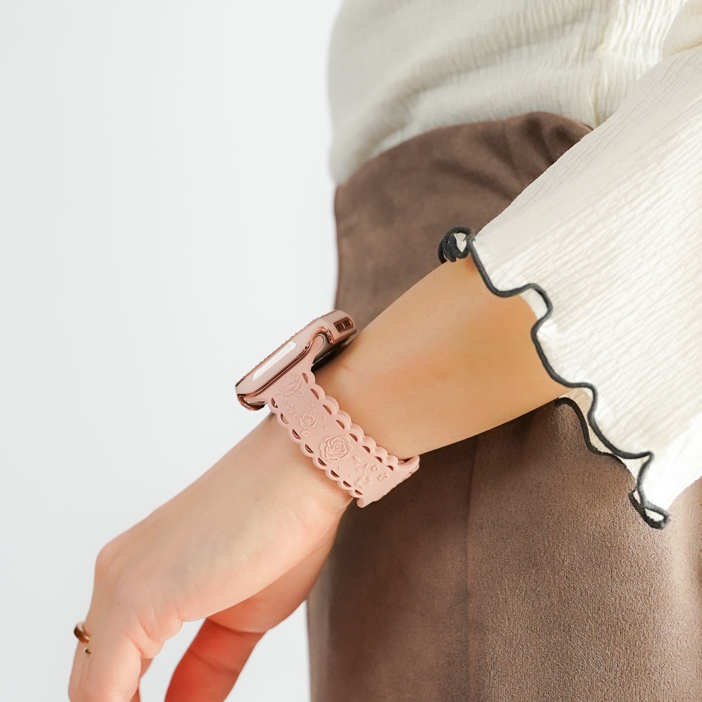 シリコン ローズ×フリル アップルウォッチバンド Apple Watch ベルト