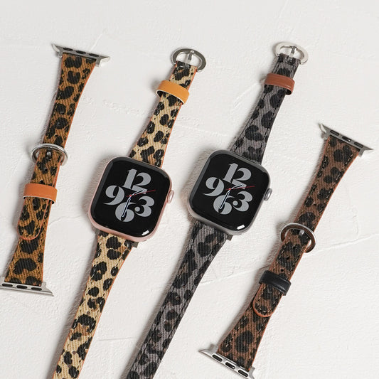 【NEW】レオパード キャンバスレザー スリム アップルウォッチバンド Apple Watch ベルト