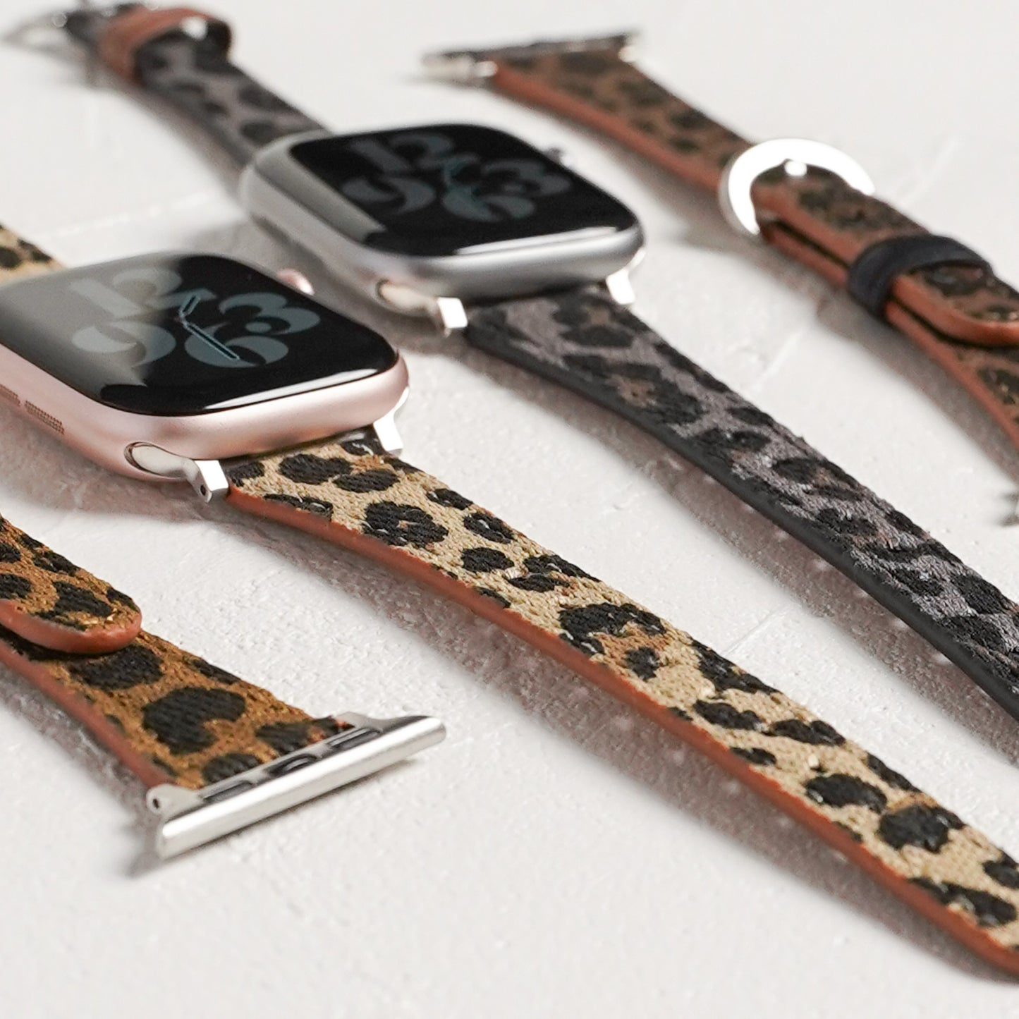 レオパード キャンバスレザー スリム アップルウォッチバンド Apple Watch ベルト