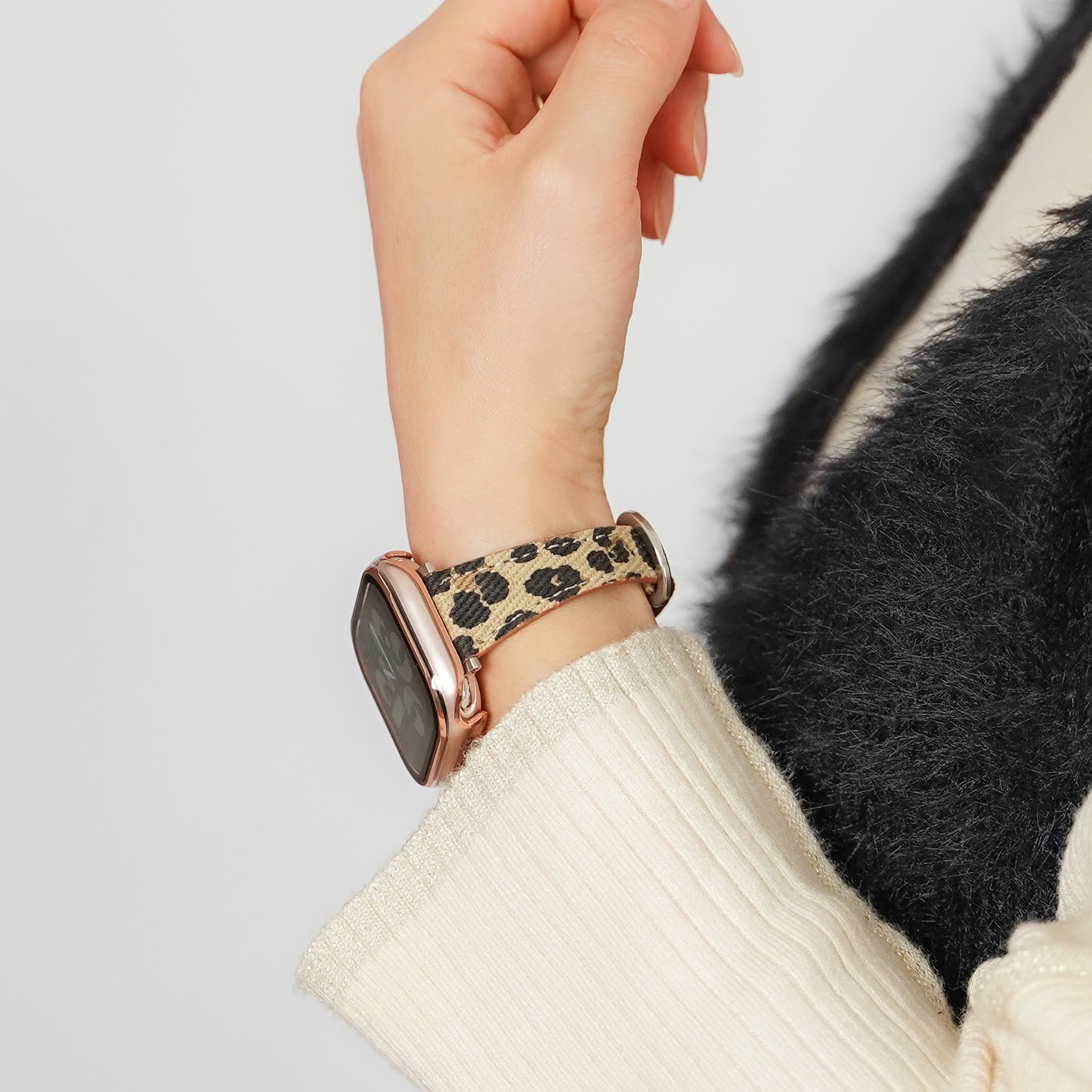 レオパード キャンバスレザー スリム アップルウォッチバンド Apple Watch ベルト