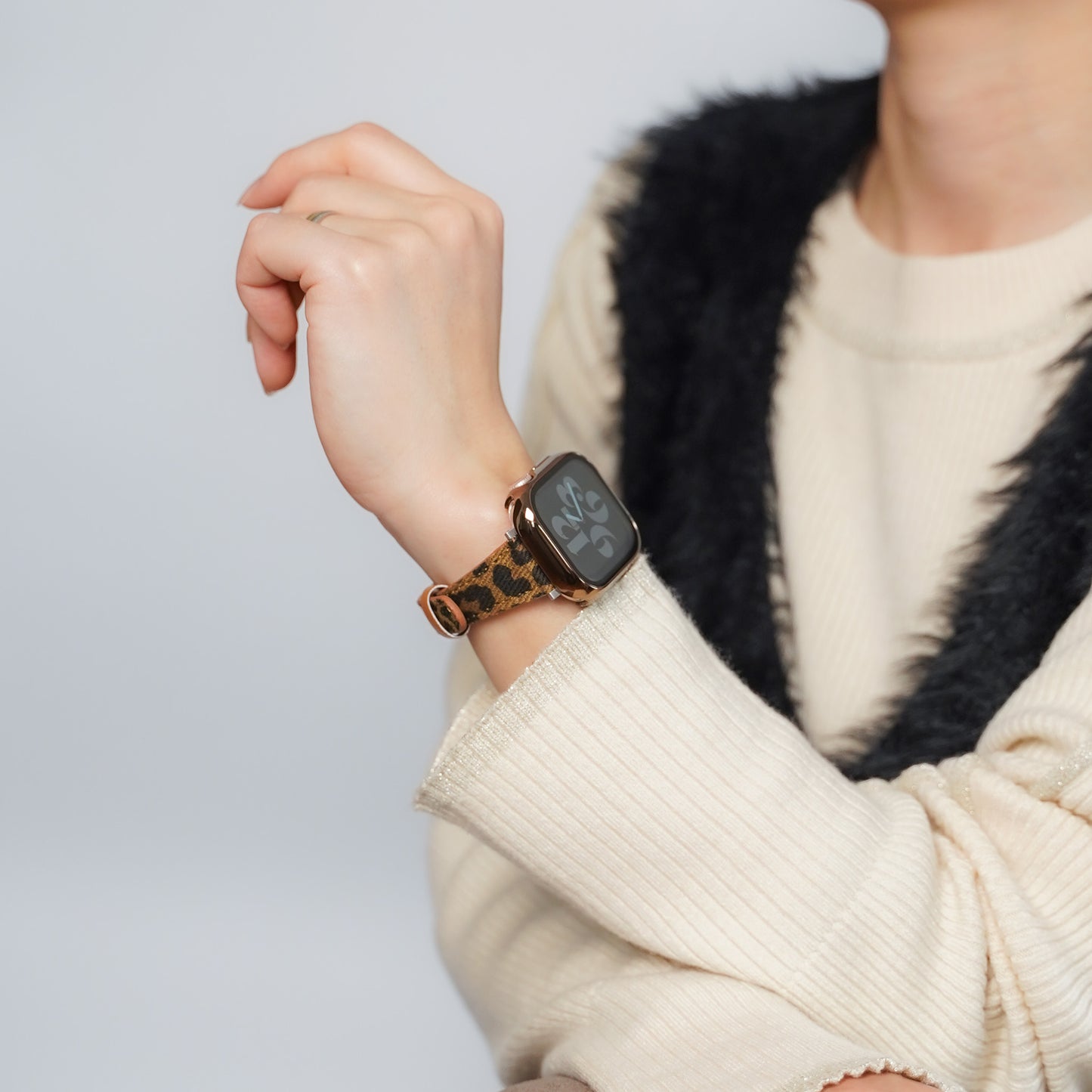 レオパード キャンバスレザー スリム アップルウォッチバンド Apple Watch ベルト