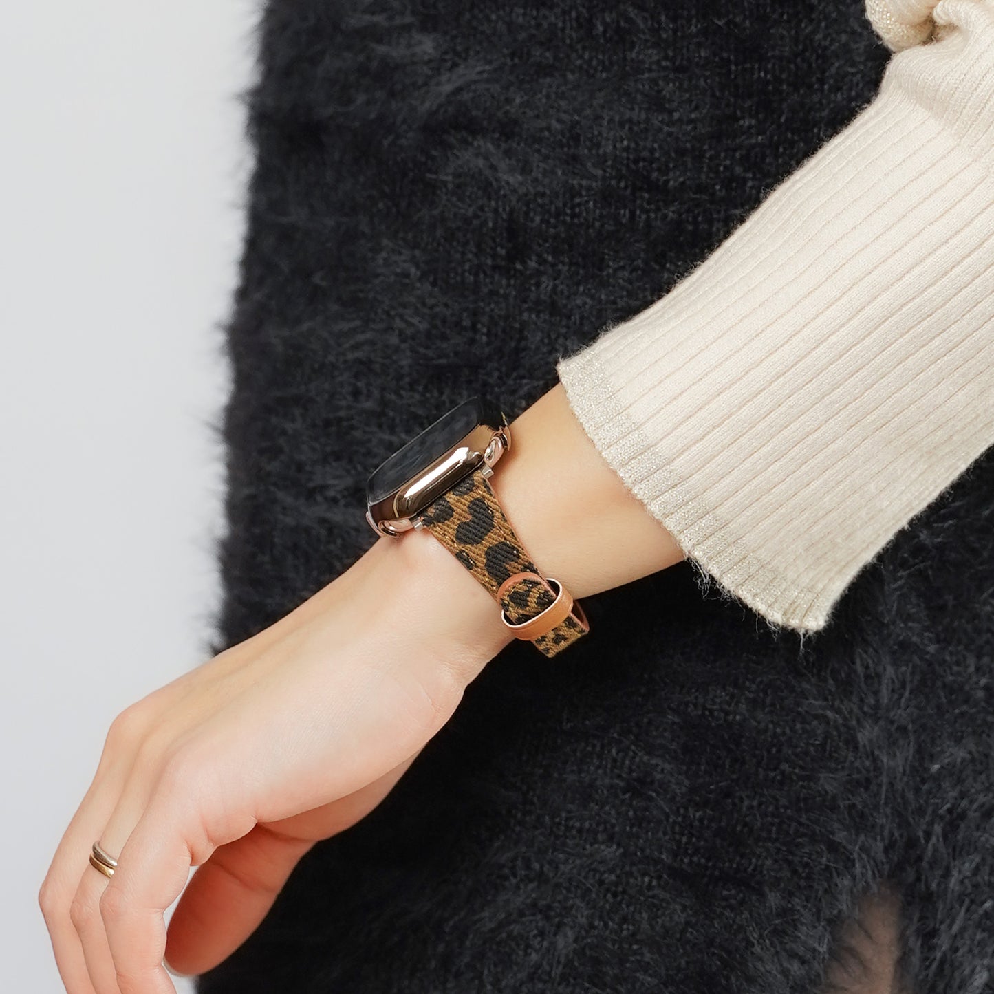 レオパード キャンバスレザー スリム アップルウォッチバンド Apple Watch ベルト
