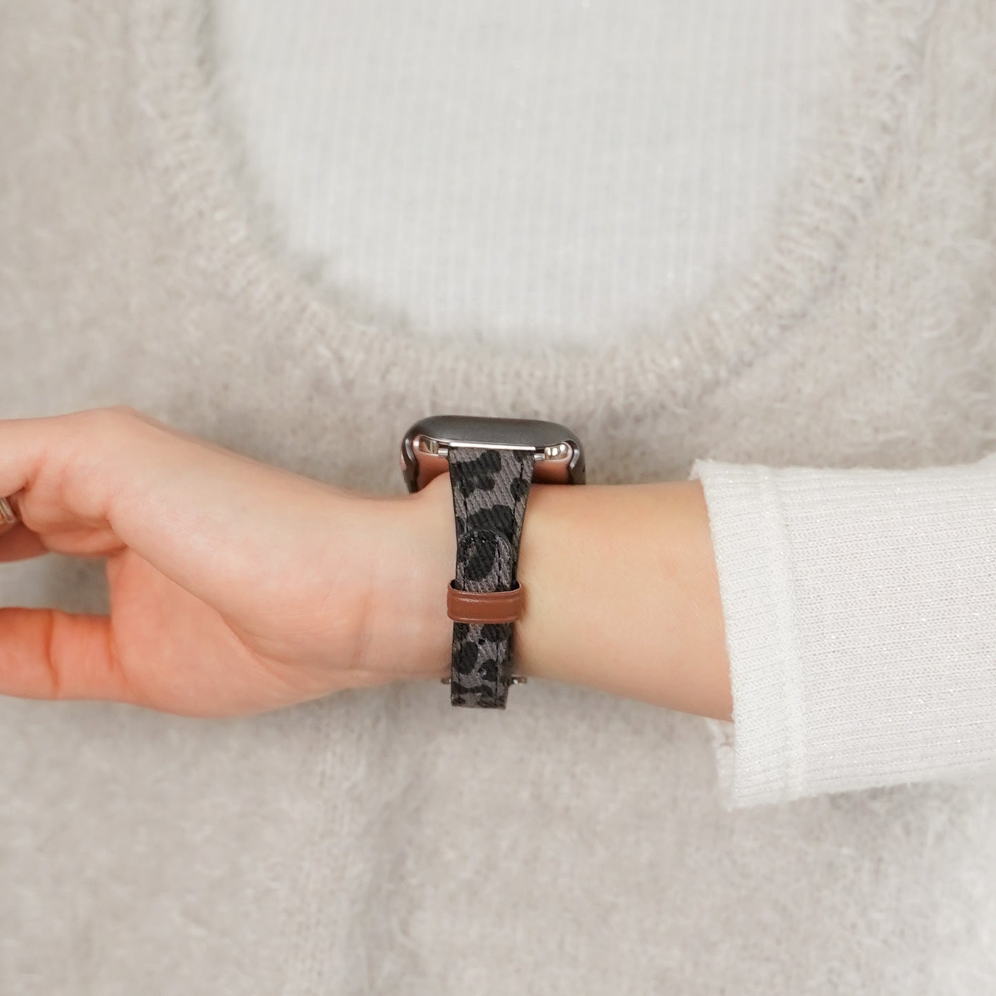レオパード キャンバスレザー スリム アップルウォッチバンド Apple Watch ベルト