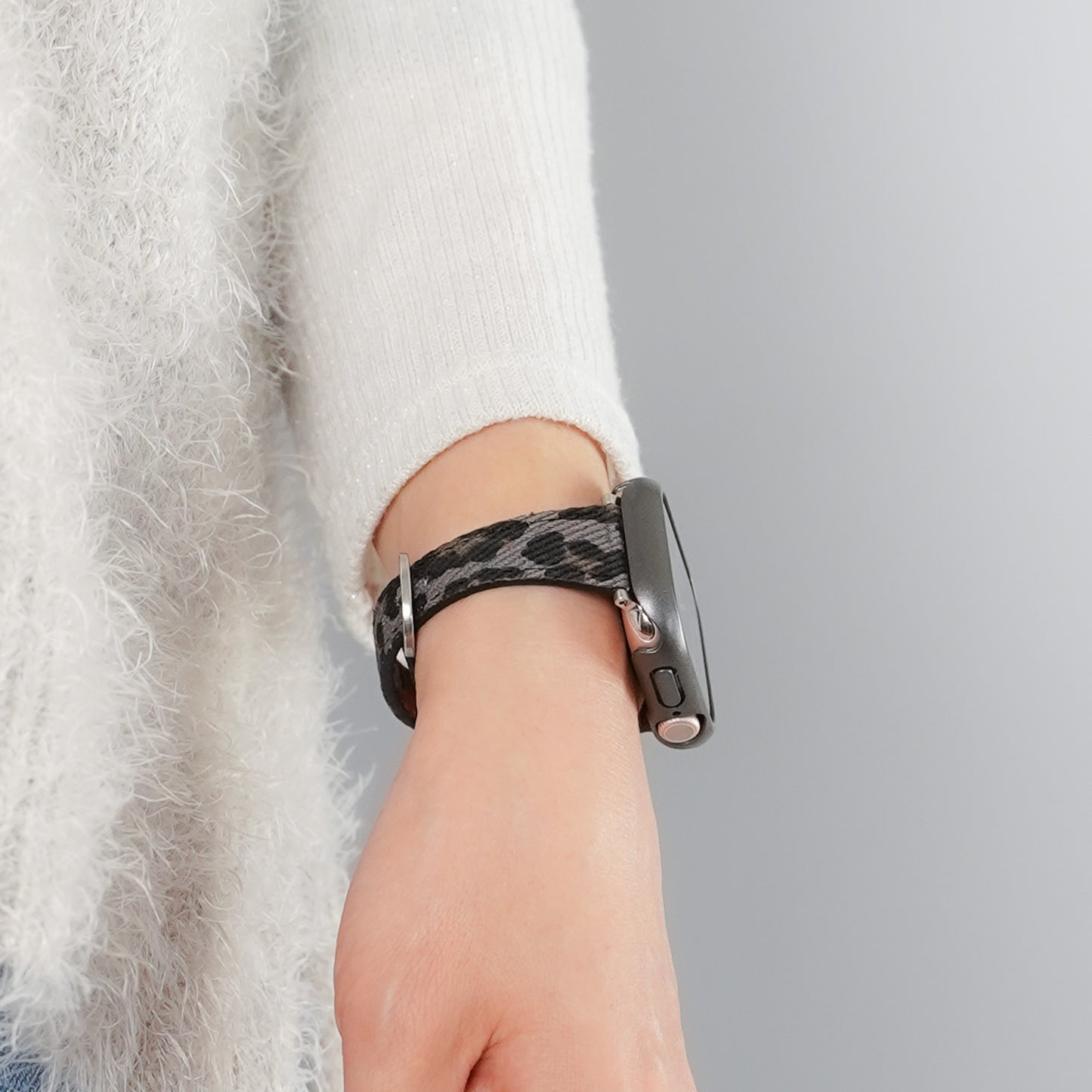 レオパード キャンバスレザー スリム アップルウォッチバンド Apple Watch ベルト