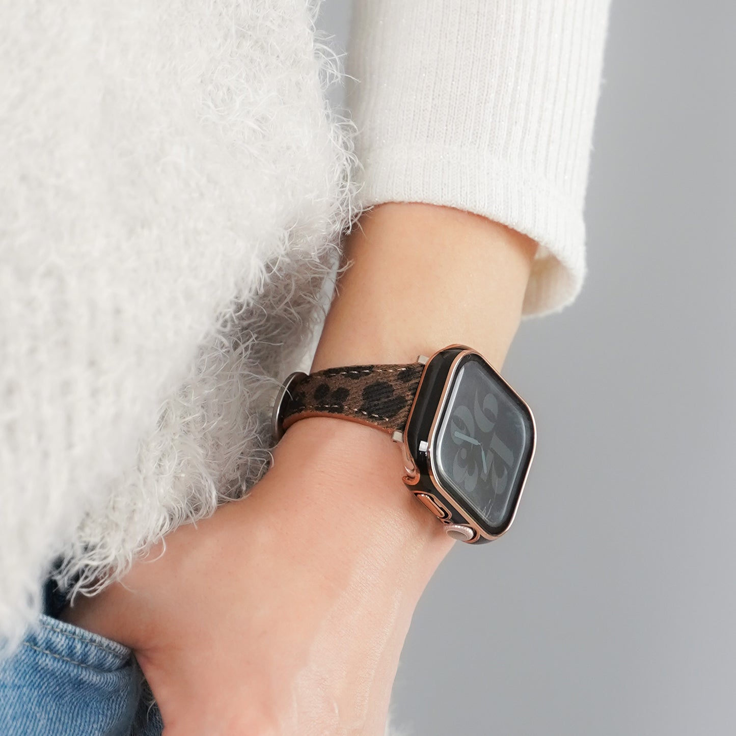 レオパード キャンバスレザー スリム アップルウォッチバンド Apple Watch ベルト
