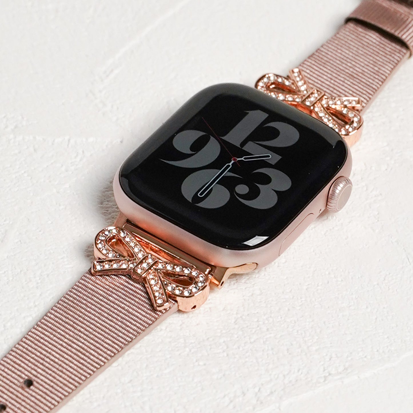 リボンチャーム シャイニー ファブリックレザー アップルウォッチバンド Apple Watch ベルト