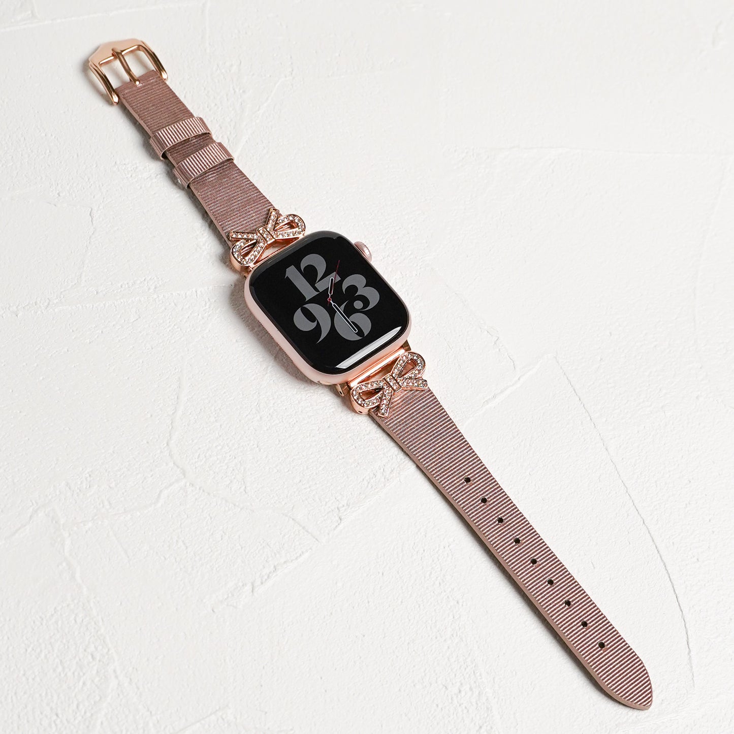 リボンチャーム シャイニー ファブリックレザー アップルウォッチバンド Apple Watch ベルト