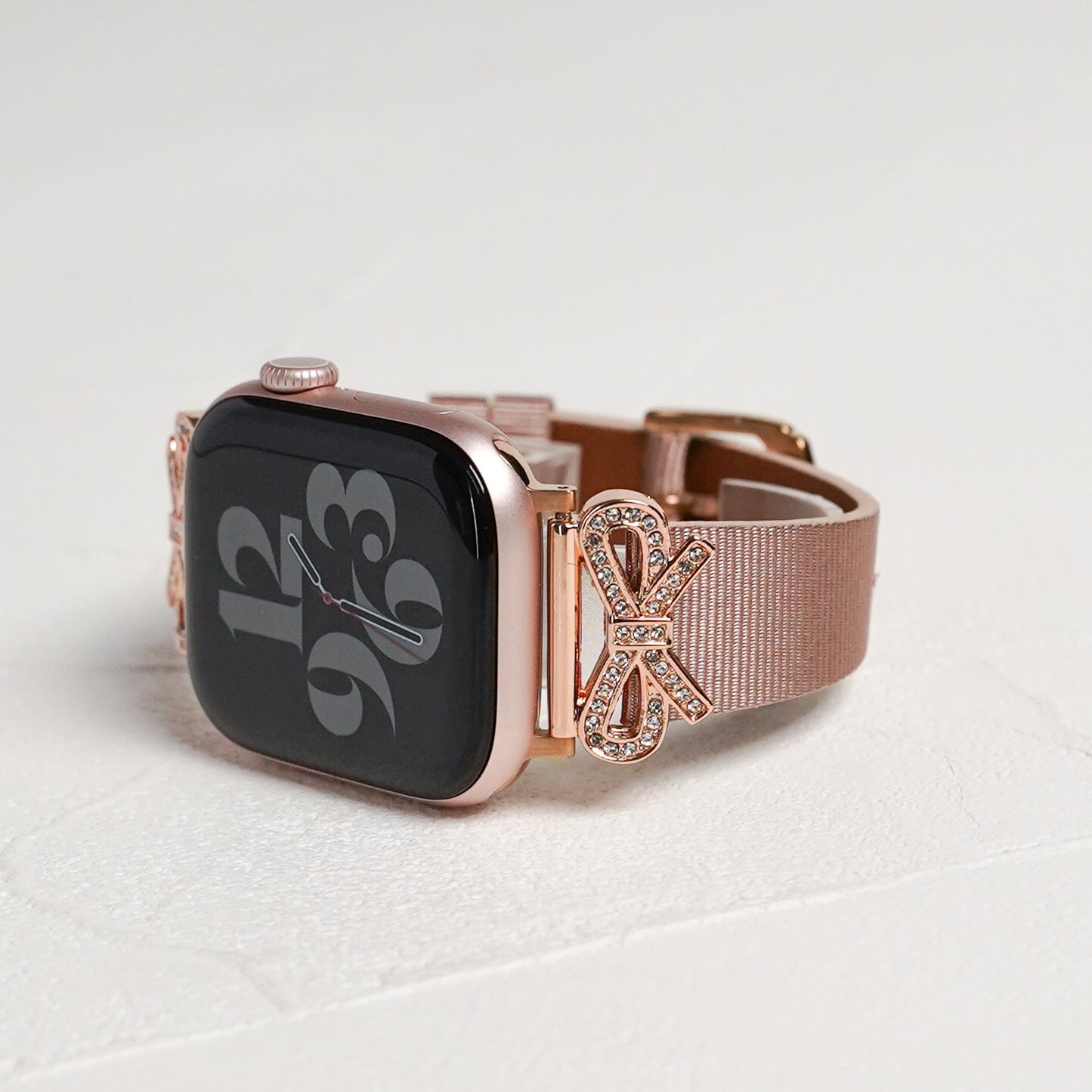 リボンチャーム シャイニー ファブリックレザー アップルウォッチバンド Apple Watch ベルト