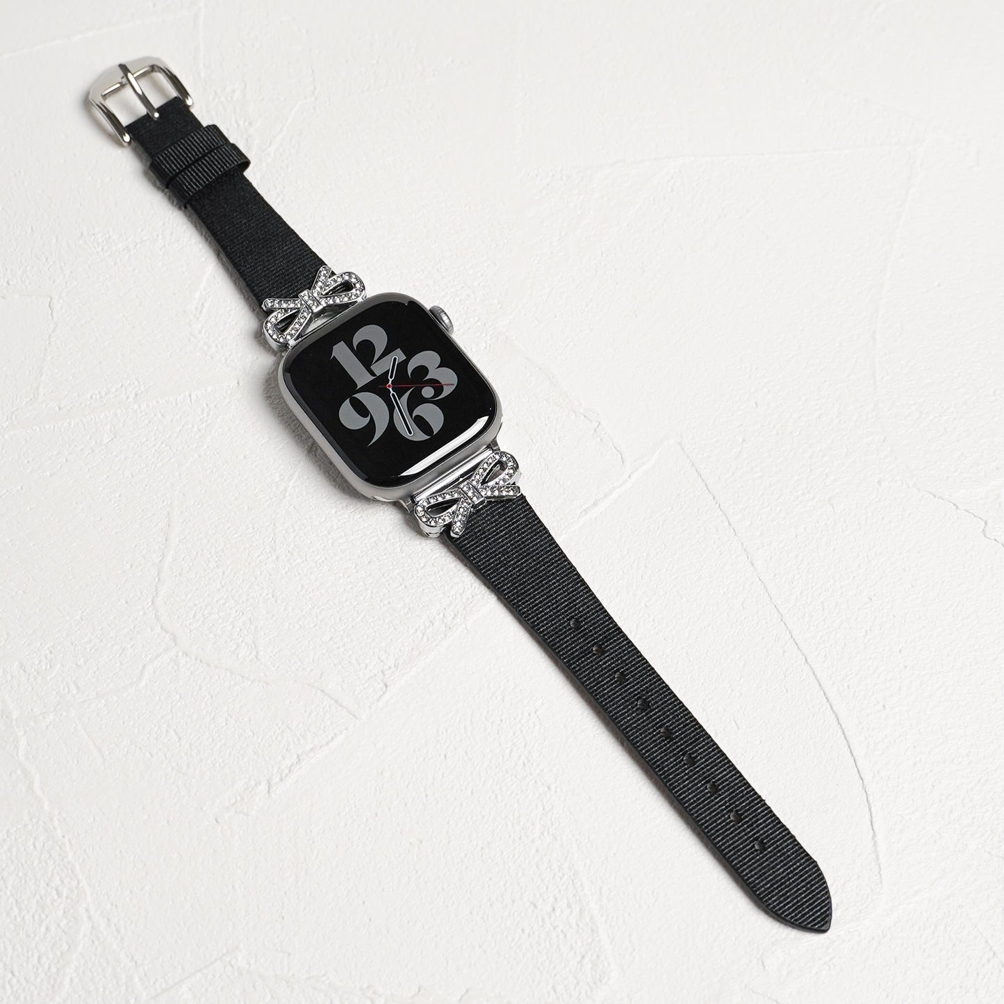 リボンチャーム シャイニー ファブリックレザー アップルウォッチバンド Apple Watch ベルト
