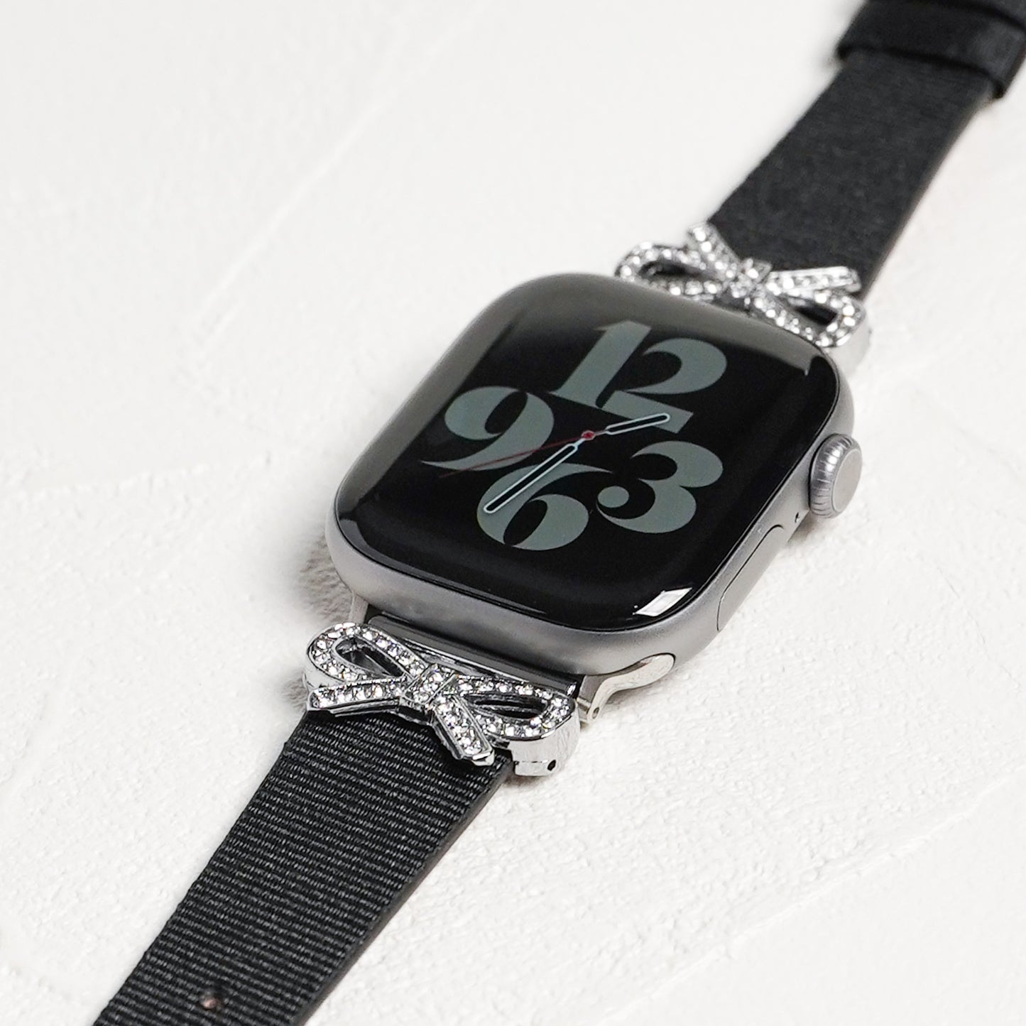 リボンチャーム シャイニー ファブリックレザー アップルウォッチバンド Apple Watch ベルト