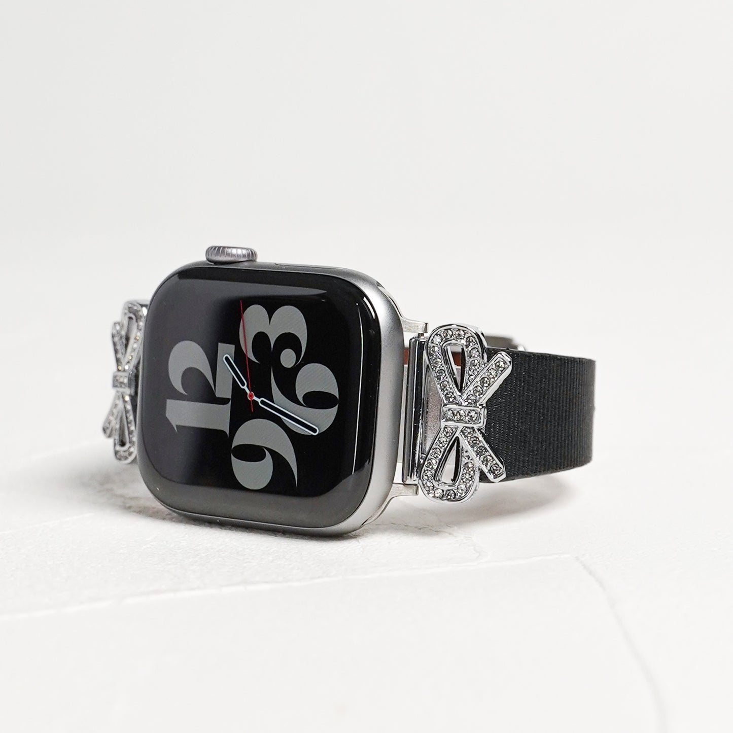リボンチャーム シャイニー ファブリックレザー アップルウォッチバンド Apple Watch ベルト