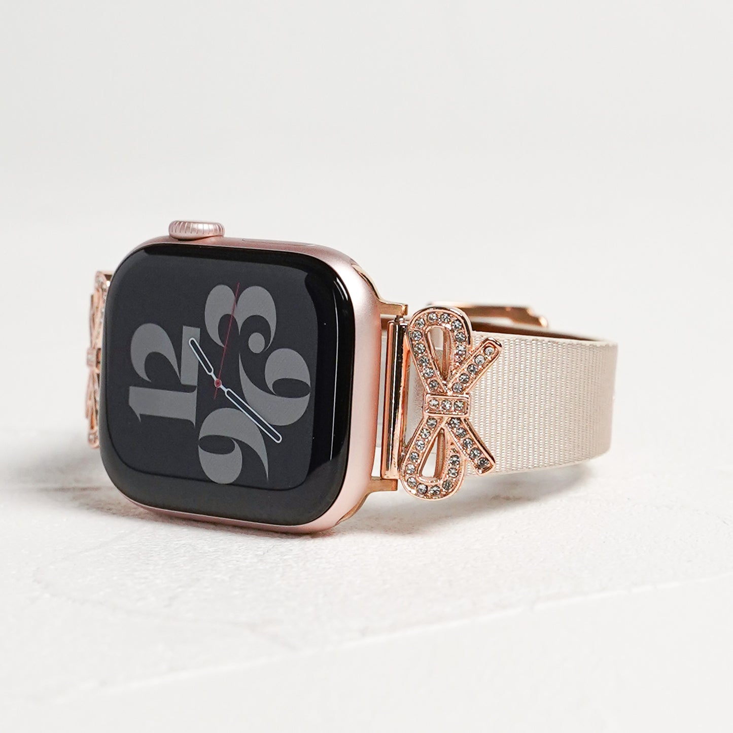 リボンチャーム シャイニー ファブリックレザー アップルウォッチバンド Apple Watch ベルト