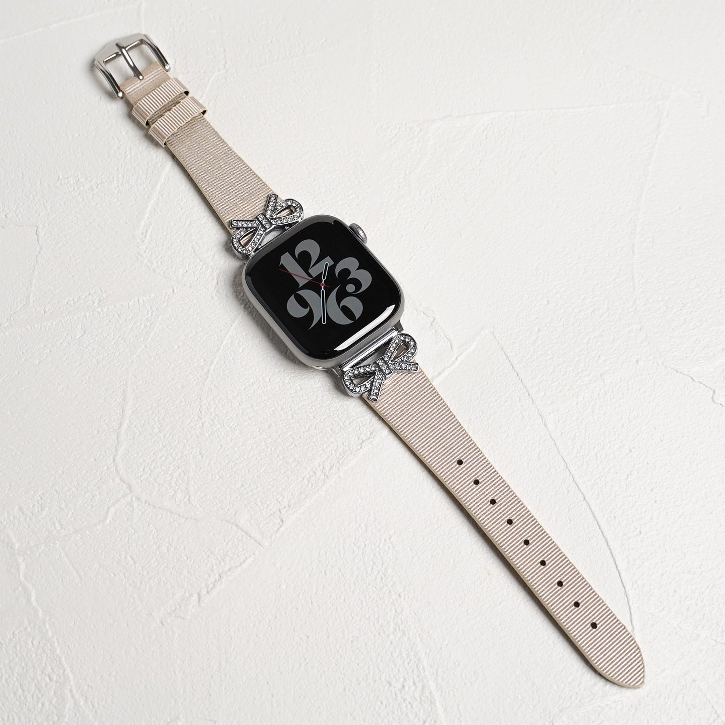 リボンチャーム シャイニー ファブリックレザー アップルウォッチバンド Apple Watch ベルト