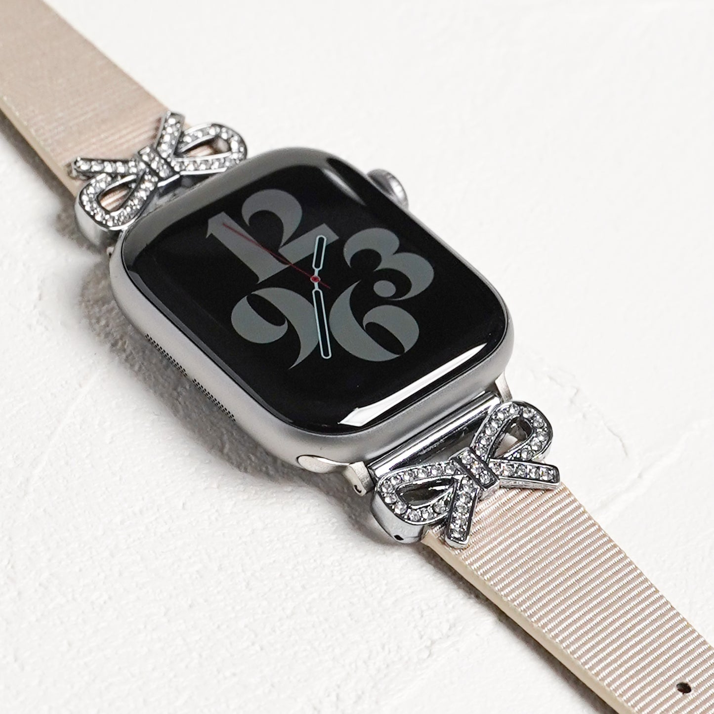 リボンチャーム シャイニー ファブリックレザー アップルウォッチバンド Apple Watch ベルト