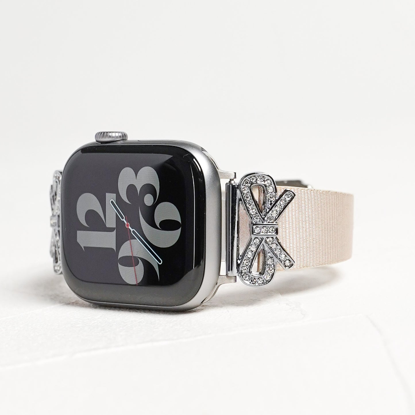 リボンチャーム シャイニー ファブリックレザー アップルウォッチバンド Apple Watch ベルト