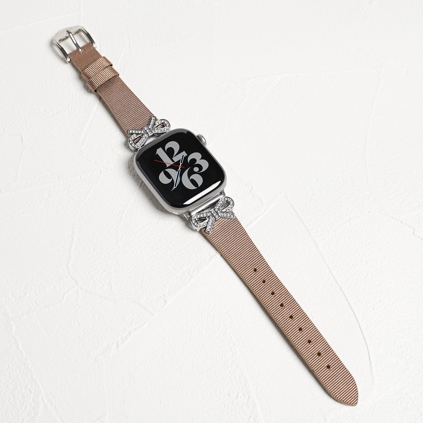 リボンチャーム シャイニー ファブリックレザー アップルウォッチバンド Apple Watch ベルト