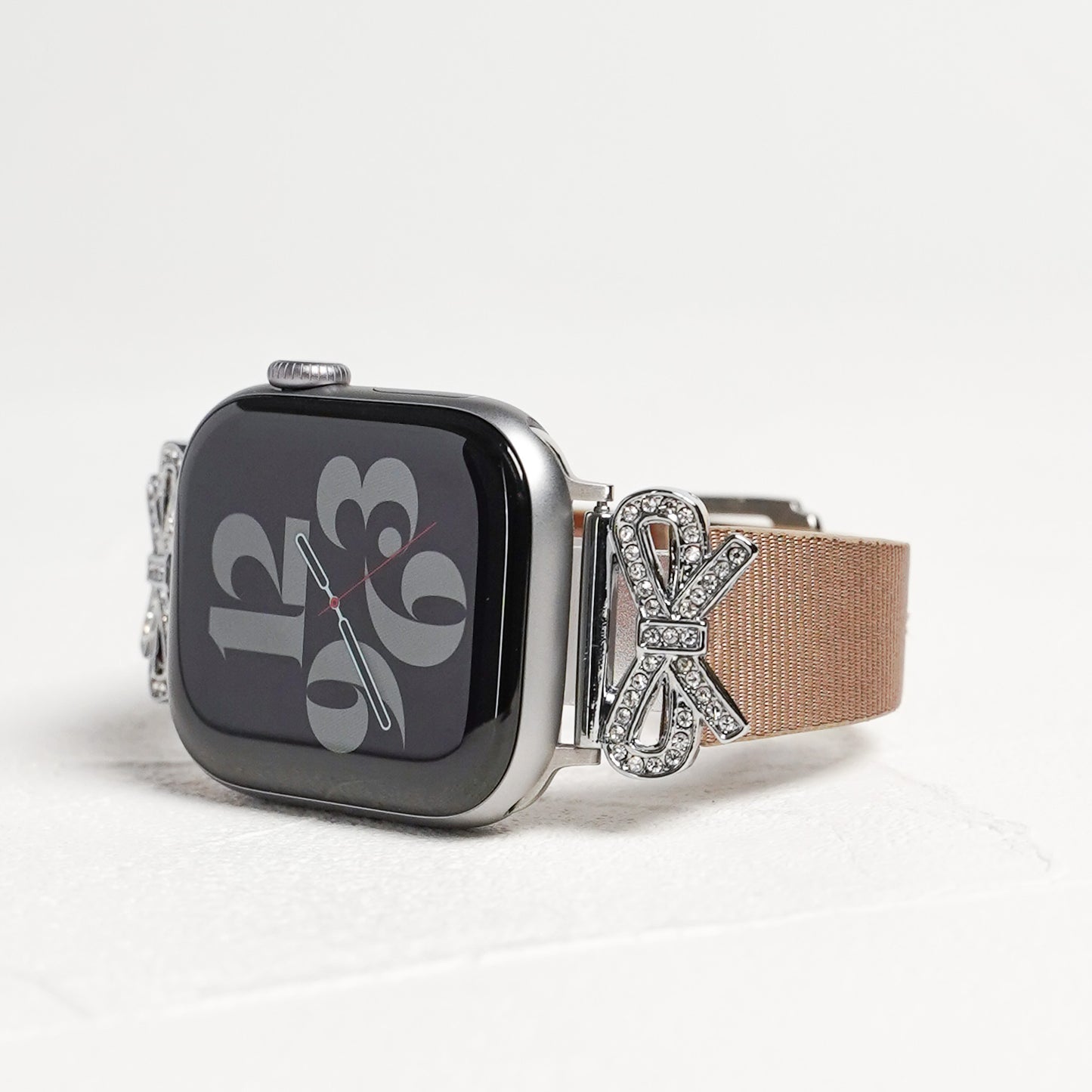 リボンチャーム シャイニー ファブリックレザー アップルウォッチバンド Apple Watch ベルト