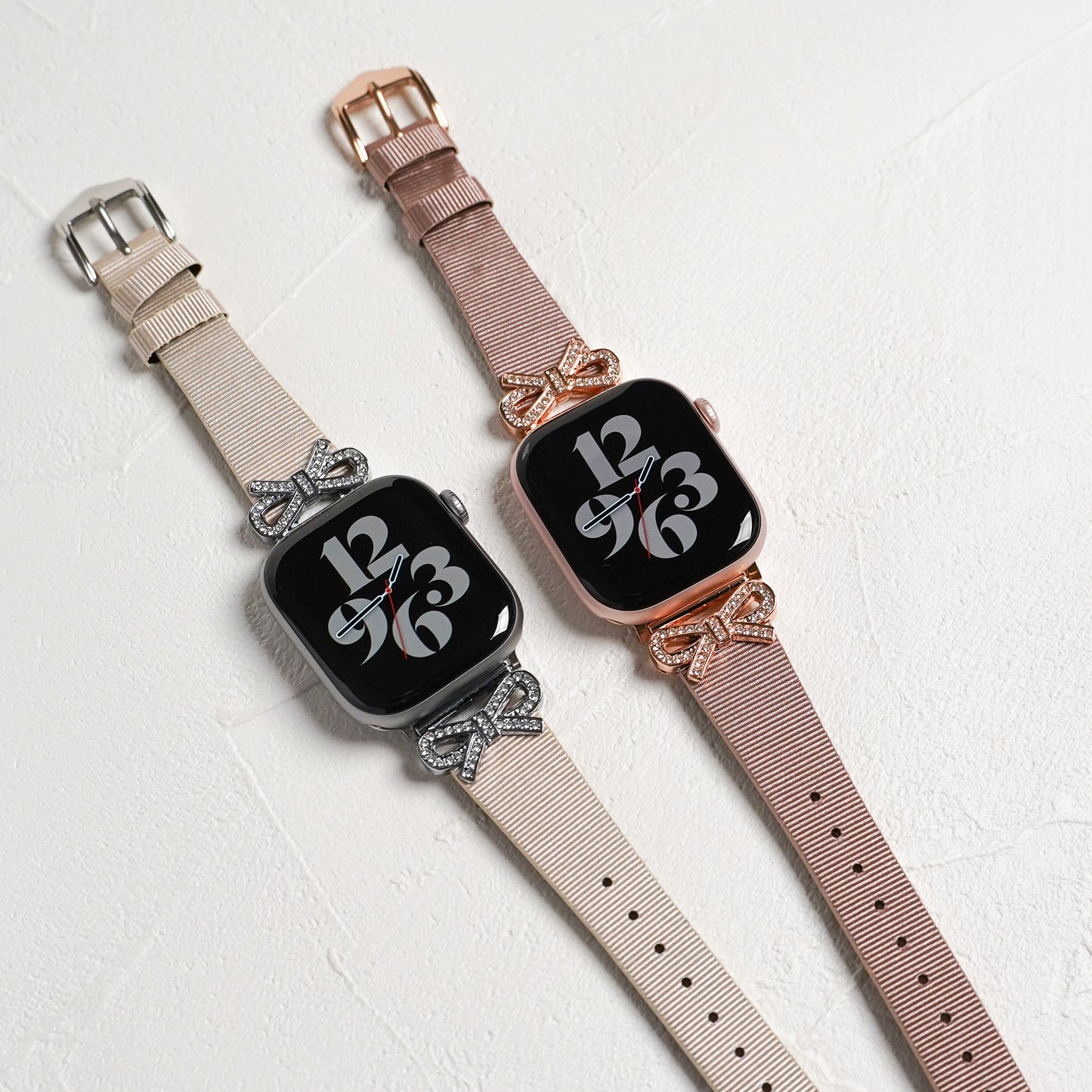 リボンチャーム シャイニー ファブリックレザー アップルウォッチバンド Apple Watch ベルト