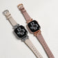 リボンチャーム シャイニー ファブリックレザー アップルウォッチバンド Apple Watch ベルト