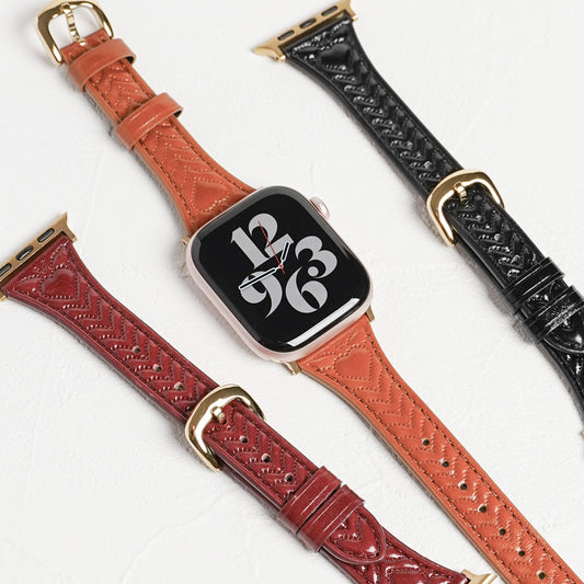 【NEW】レザー ハートステッチ スリム アップルウォッチバンド Apple Watch ベルト