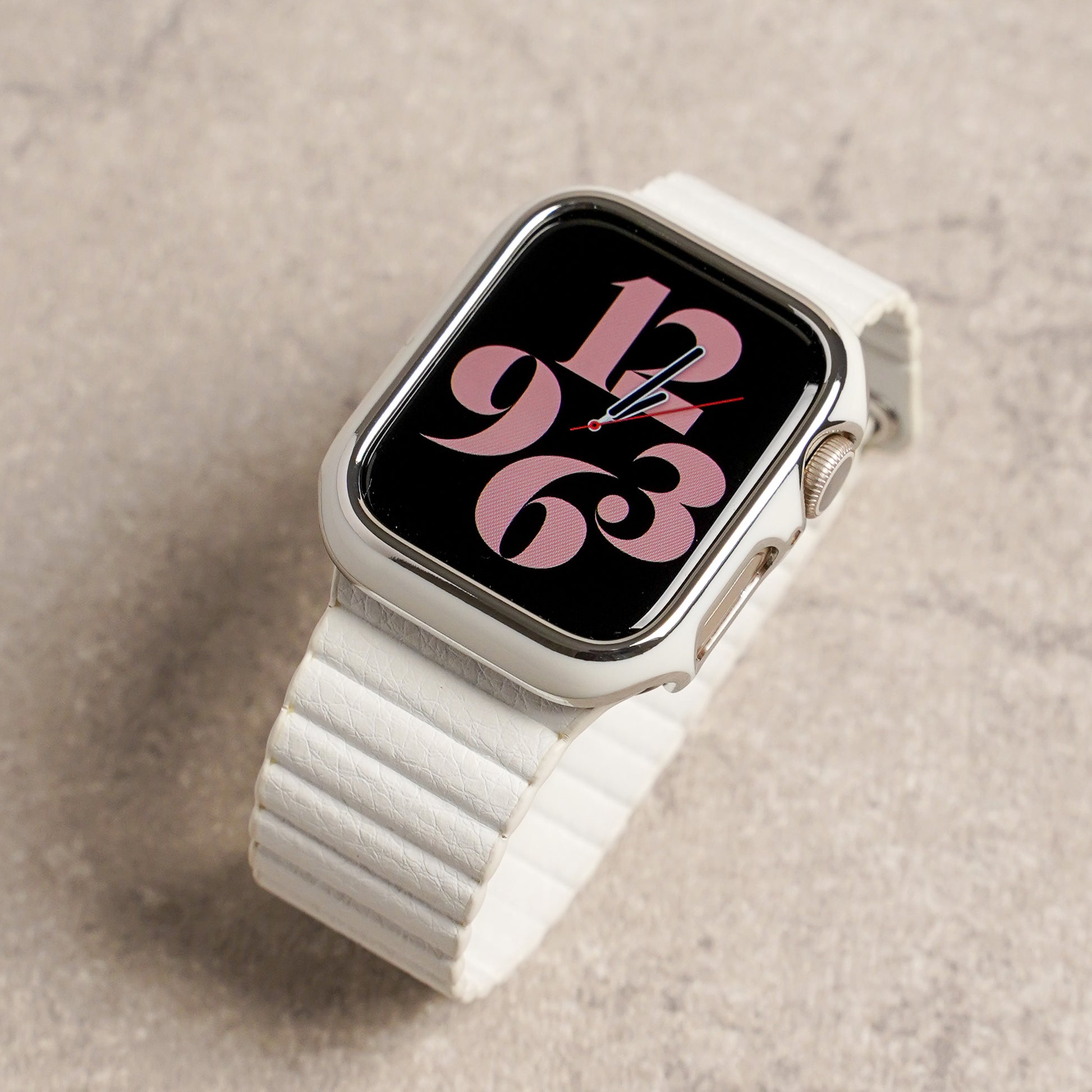 apple Watch バンド 44 ホワイト レザー 磁石 42 45mm - 通販