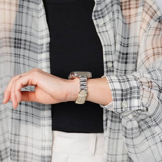 【NEW】ラインストーン スリムレザー アップルウォッチバンド Apple Watch ベルト