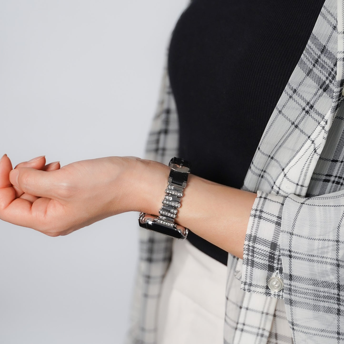 【NEW】ラインストーン スリムレザー アップルウォッチバンド Apple Watch ベルト